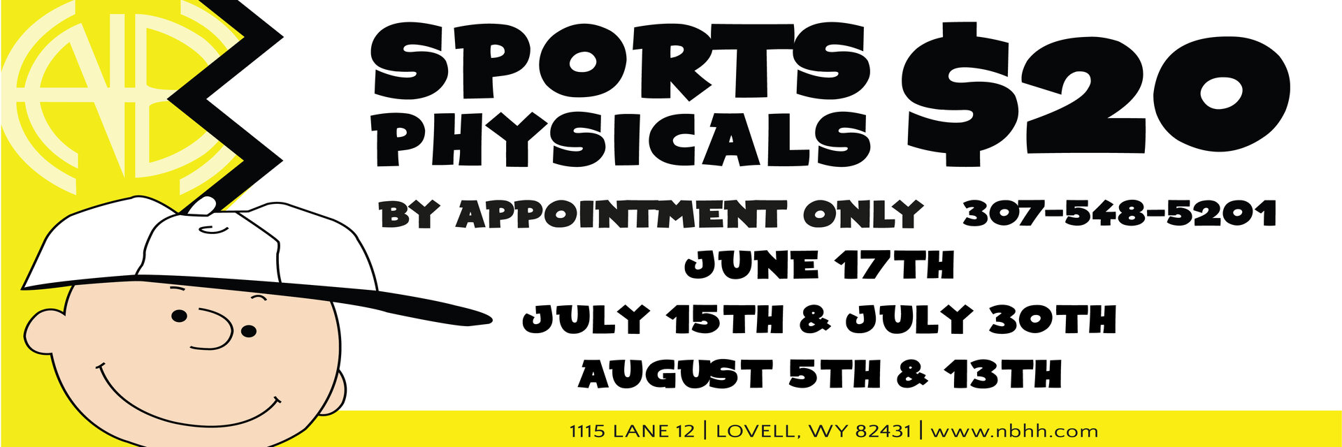 Sports Physicals $20
By appointment only
307-548-5201
June 17th, July 15th & 30th, August 5th & 13th