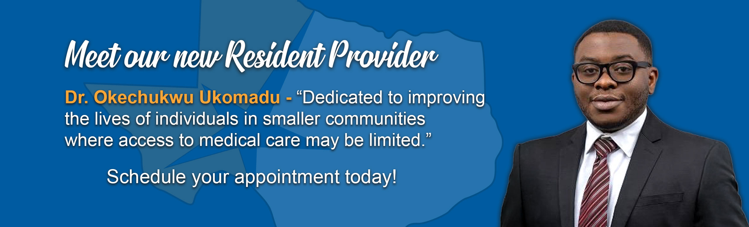 Meet our new Resident Provider
Dr. Okechukwu Ukomadu
Schedule your appointment today!