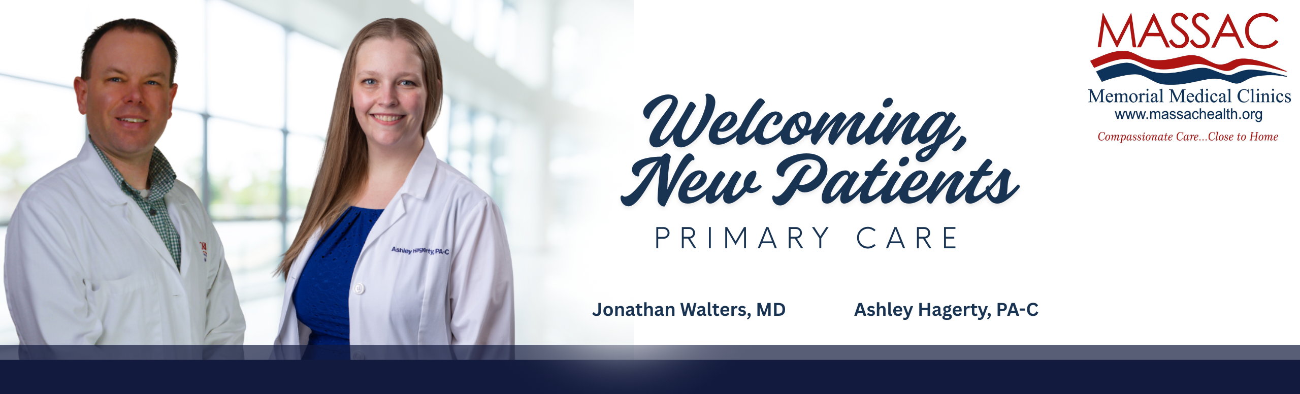 welcoming new patients images of Jonthan Water, MD and Ashley Hagerty, PA