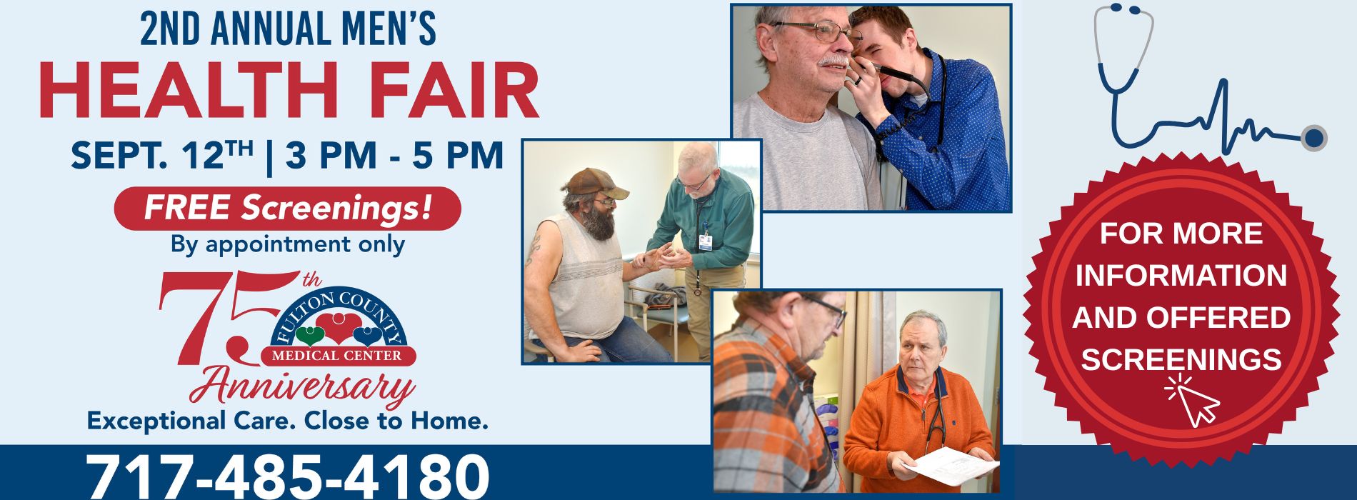 Mens health fair September 12th, 3pm-5pm