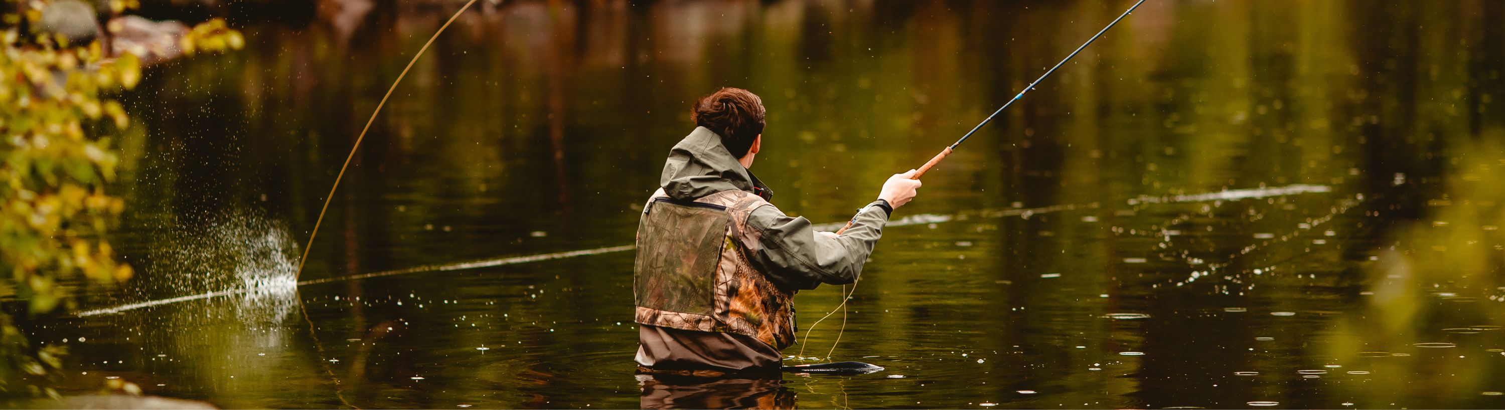 fly fishing in river