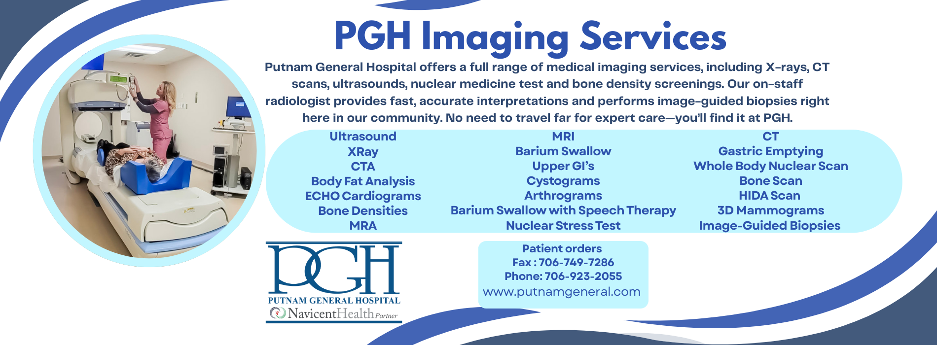 Imaging Services at PGH. A person getting a nuclear test.