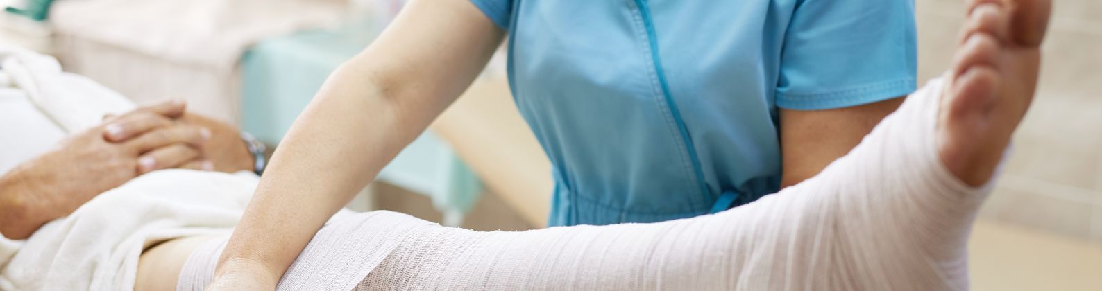 wrapped wound on leg