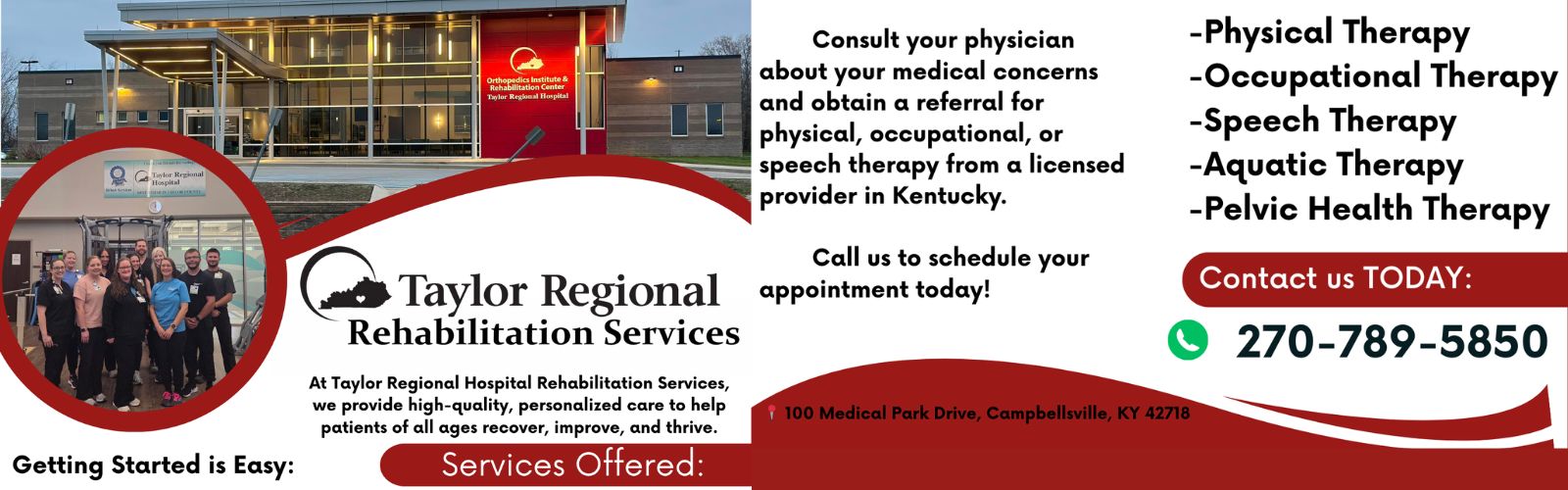 Taylor rehabilitation services offered images of the building and staff