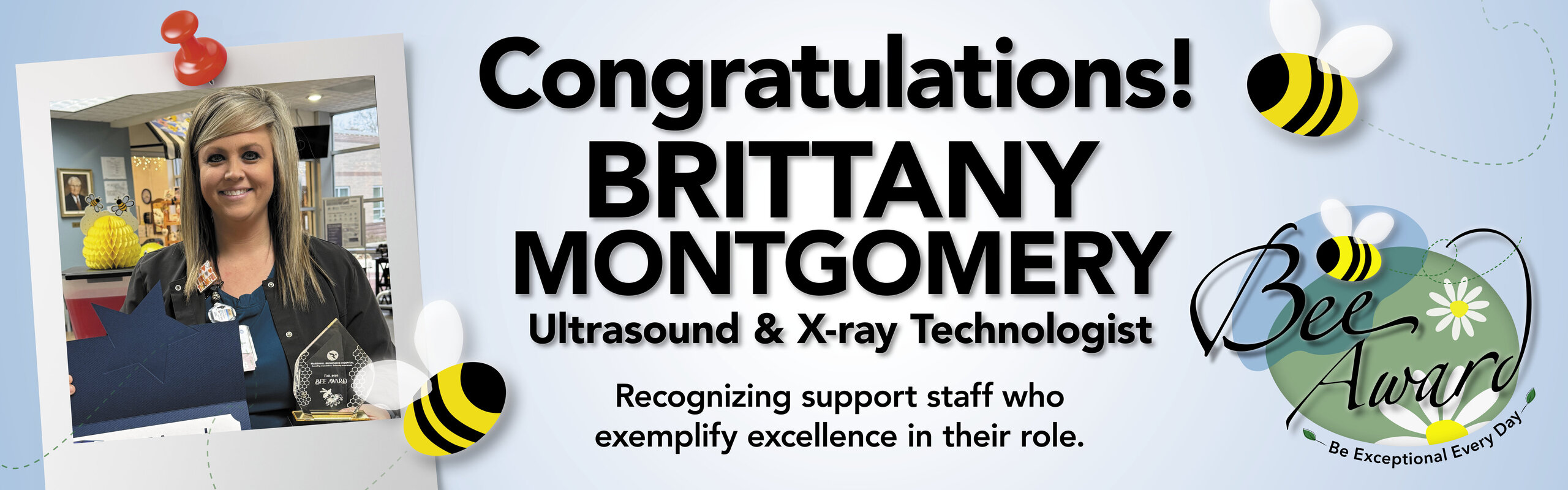 Brittany Montgomery Receives BEE Award at Marshall Browning Hospital