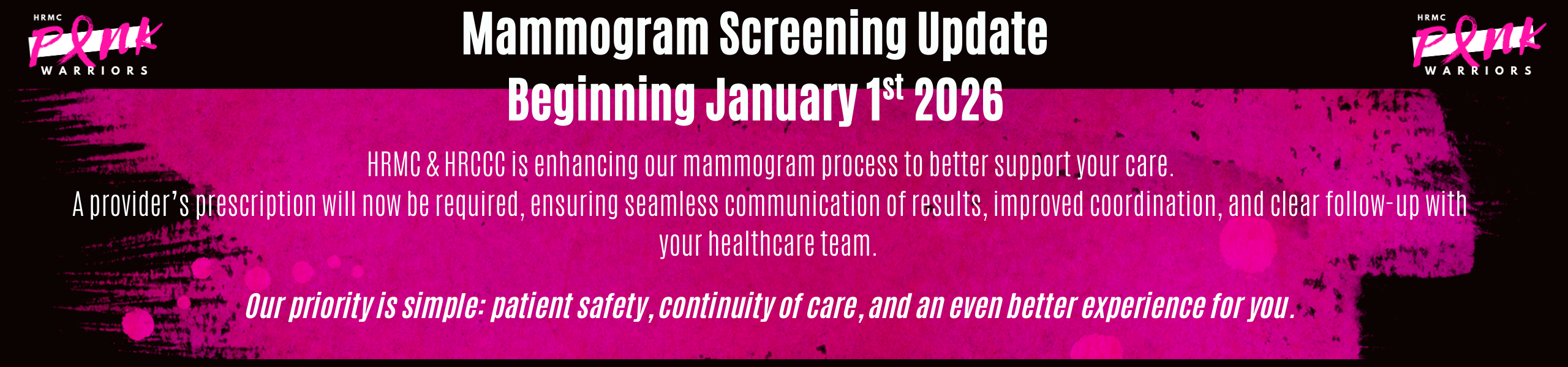 Updates to Mammograms, Effective January 1st