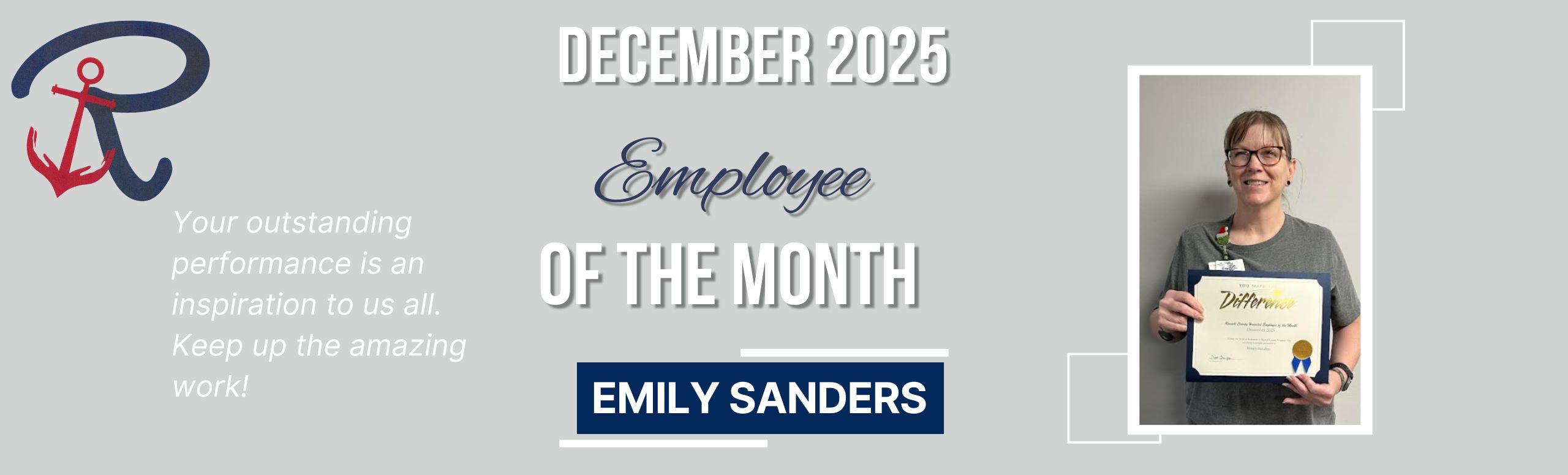 Employee of the Month December 2025. Emily Sanders