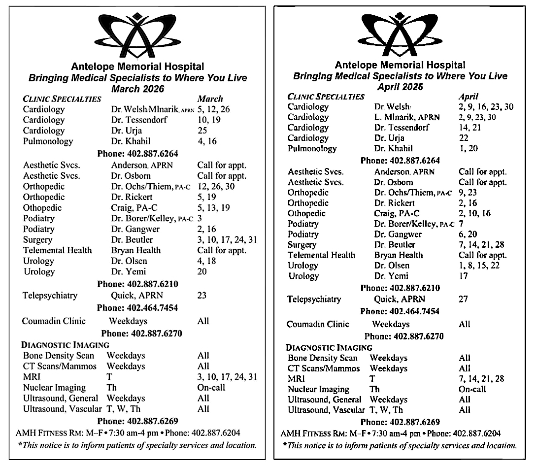 March 2026 - April OP Schedule
