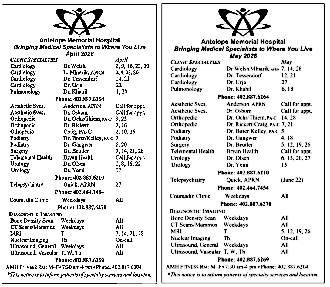 April 2026 - May OP Schedule