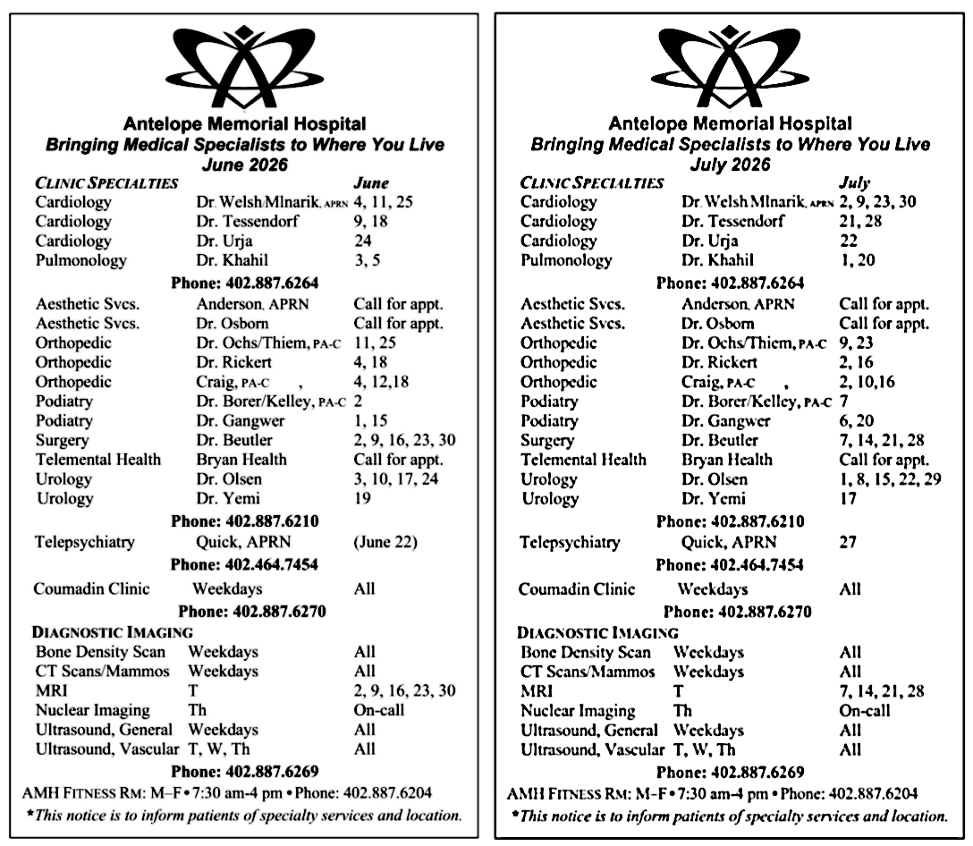 June 2026 - July OP Schedule