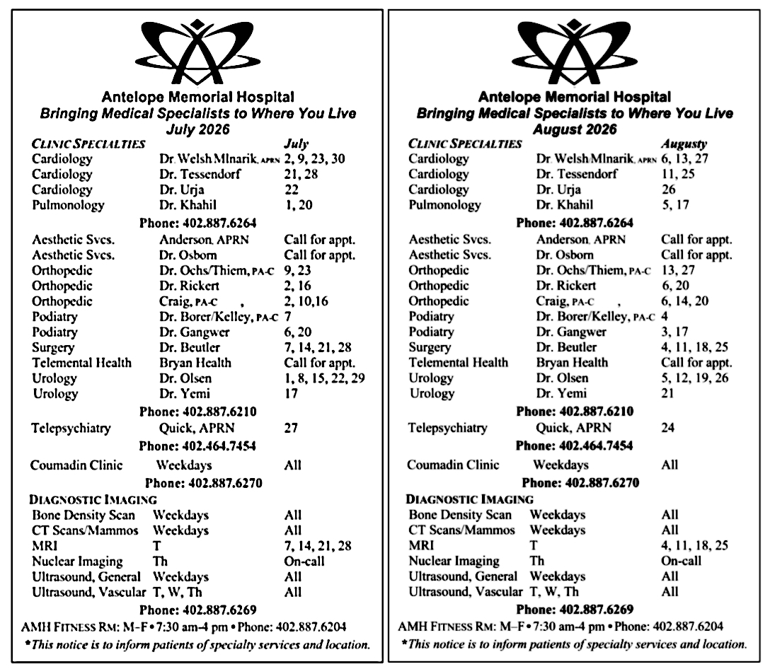 July 2026 - August OP Schedule