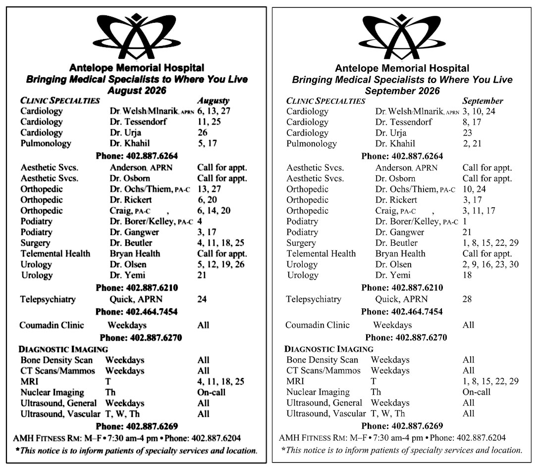 August - September OP Schedule
