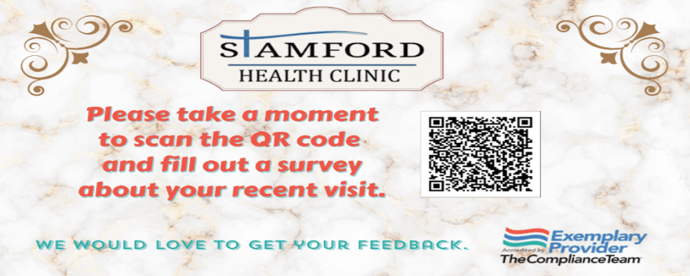 Please take a moment to click this link:
https://portal.thecomplianceteam.org/intr_survey_sessionless.aspx?srid=1&t=8&cid=10634&coid=4146
and fill out a survey about
your recent visit.
WE WOULD LOVE TO GET YOUR FEEDBACK.
Exemplary Provider
Accredited by The Compliance Team