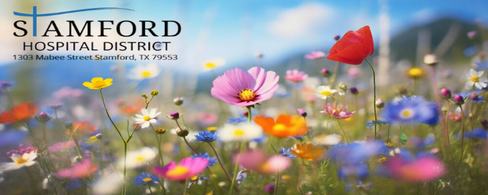 Spring flowers with hospital logo