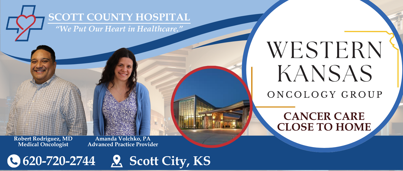Medical Oncology ad with photos of Dr. Rodriguez and Amanda Volchko