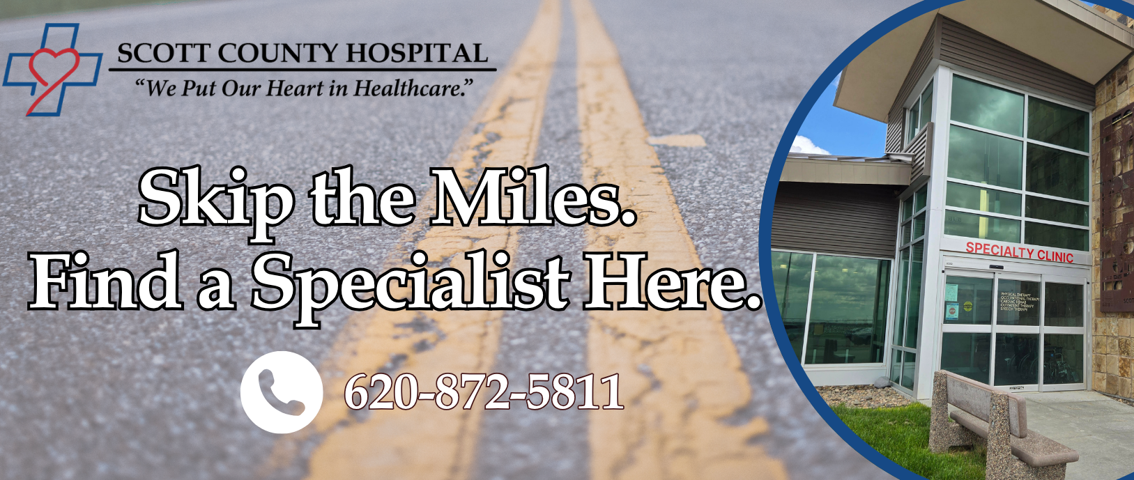 Specialty Clinic ad with picture of a road