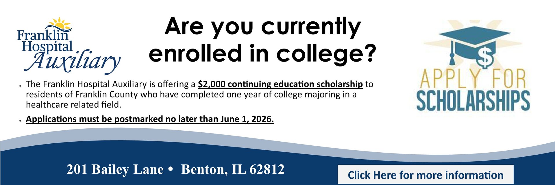 Are you currently enrolled in college?
Apply for Scholarships
Click here for more information!