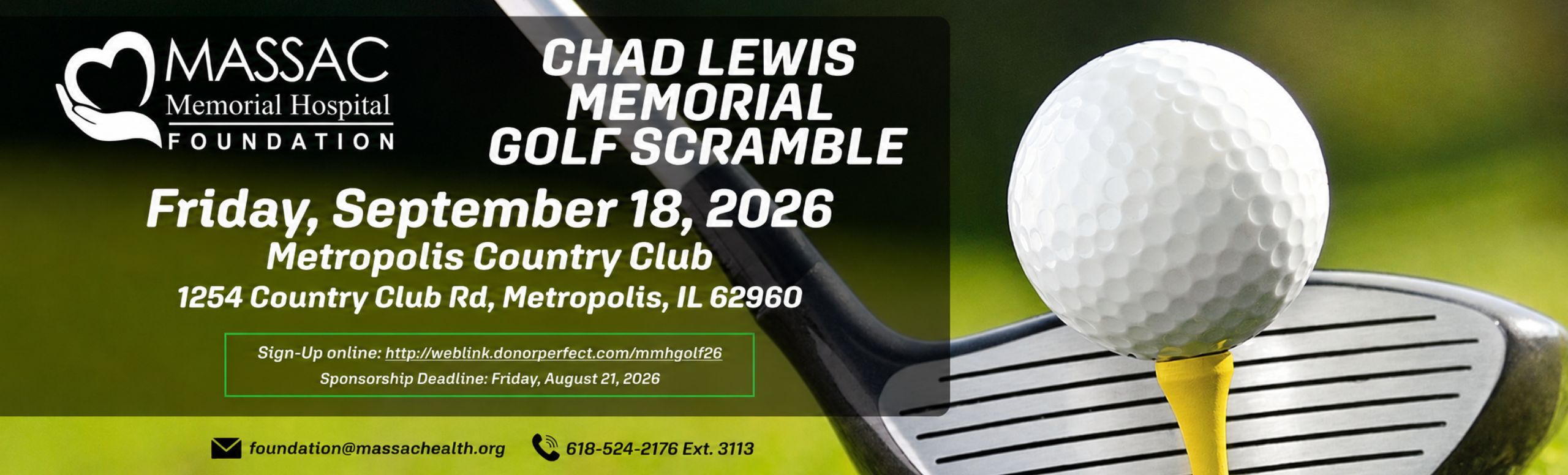 Ad is a picture of golf club and a golf ball with the information of the 4th Annual MMH Foundation Golf Fundraiser on Friday, September 18, 2026.