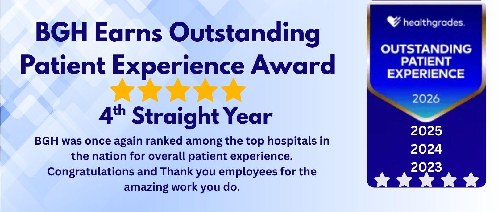 bgh awarded best patient experience 4th straight year