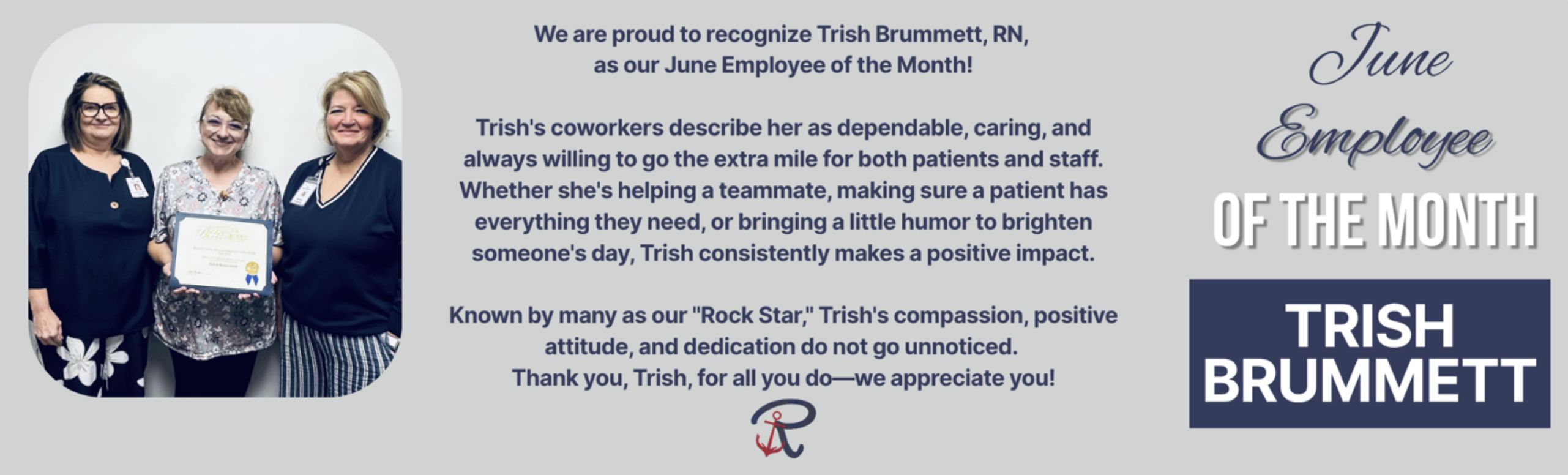 June employee of the month Trish Brummett, RN