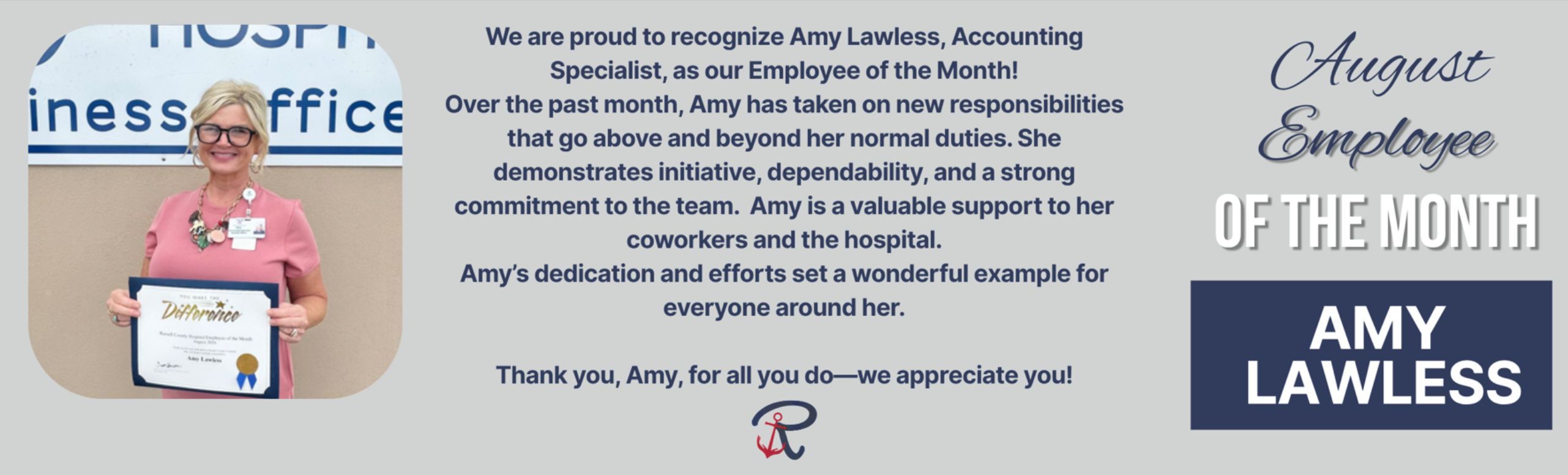 August employee of the month Amy