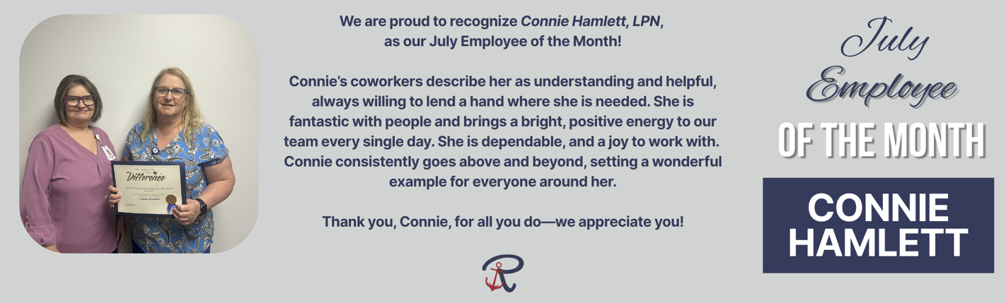 June employee of the month Connie Hamlett, LPN