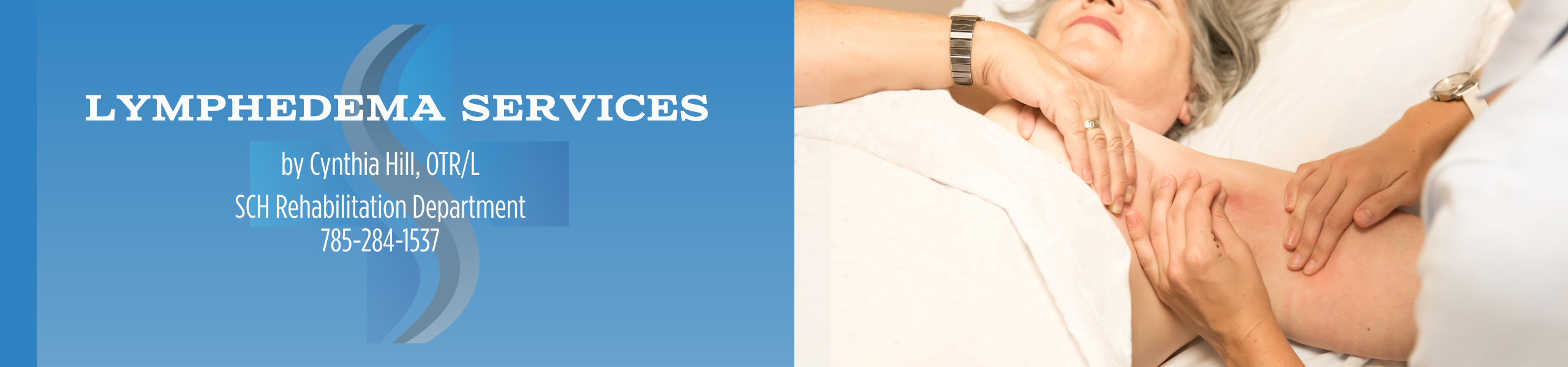lymphadema services, therapist massaging woman's under arm area