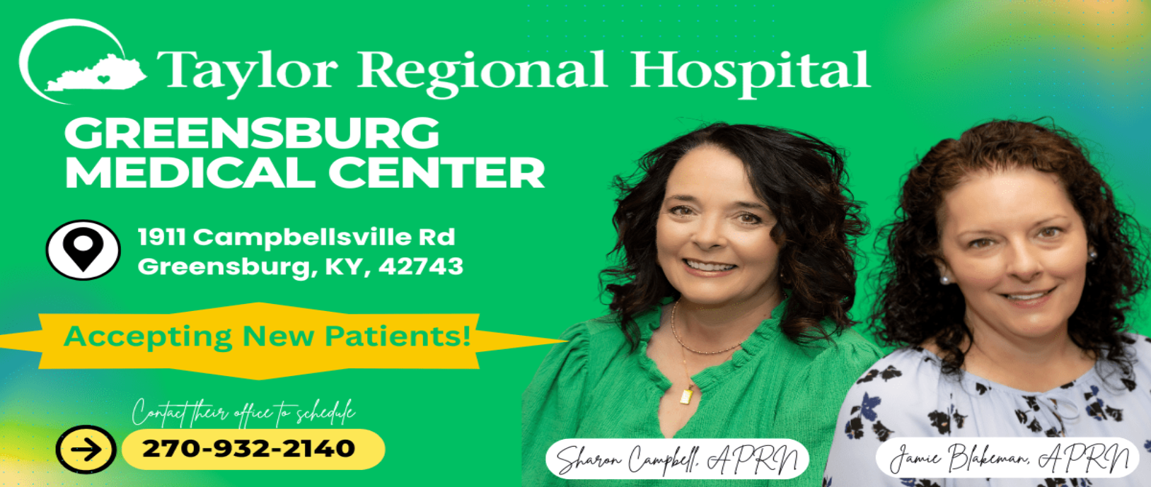 Greensburg Medical Center
1911 Campbellsville Road
Greensburg, KY 42743
270-932-2140