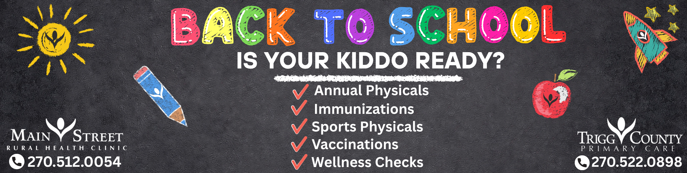 Back to school ready with Main Street Rural Health and Trigg County Primary Care Clinics!