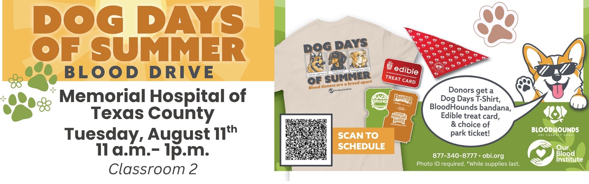 Blood drive august 11 11am - 3pm classroom 2 qrcode