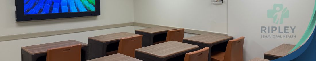 therapy classroom with large screen
