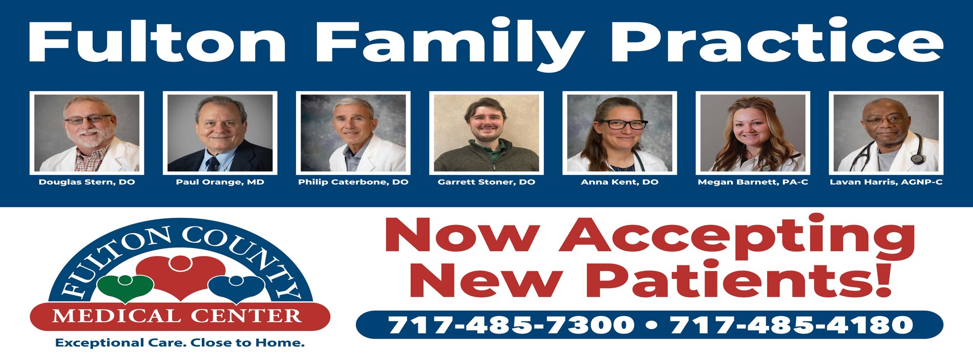 Fulton Family Practice
Now Accepting New Patients!
717-485-7300
717-485-4180