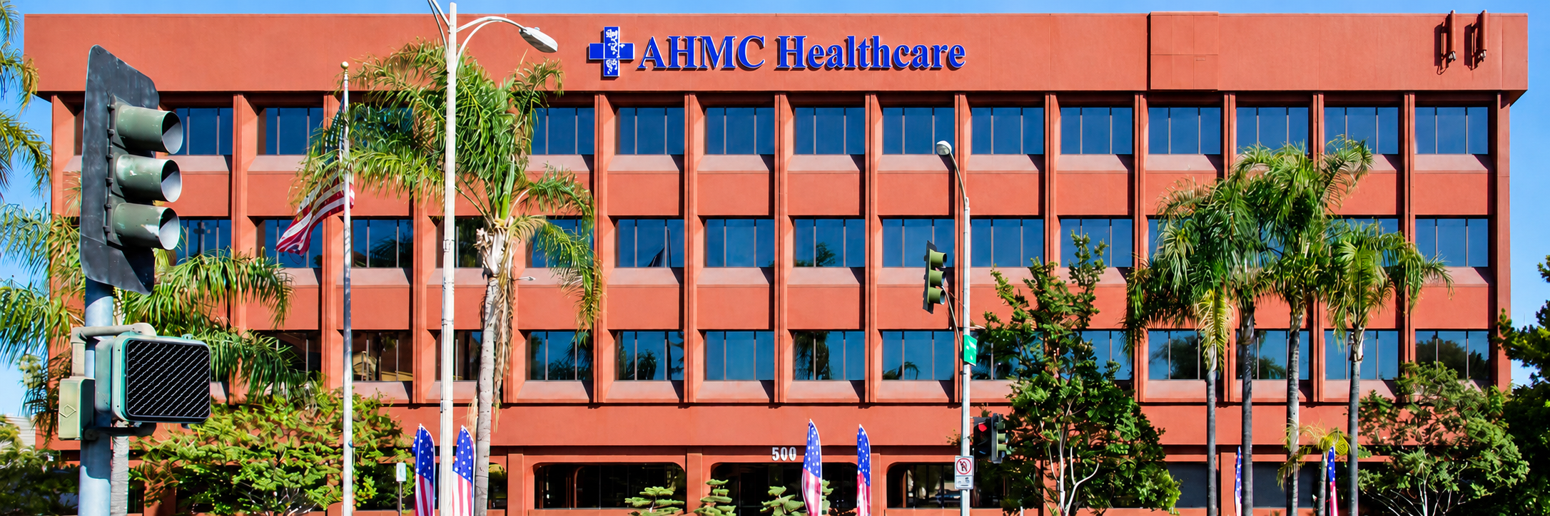 Exterior of the AHMC Healthcare corporate office building.