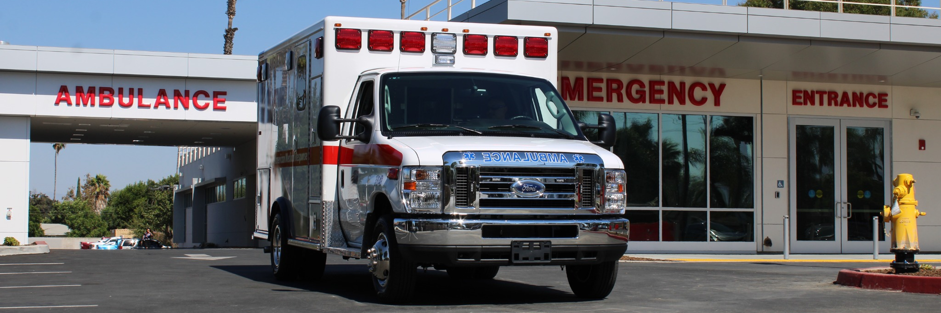 An ambulance outside the emergency entrance at Parkview Community Hospital Medical Center.